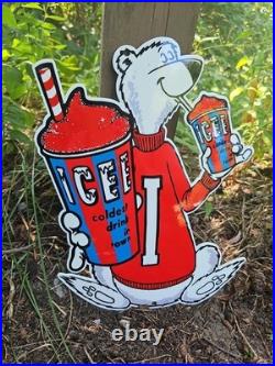 Vintage Icee Heavy Metal Porcelain Advertising Sign Ice Cream 12 X 9 Vintage Icee Heavy Metal Porcelain Advertising Sign Ice Cream 12 X 9