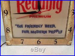 Vintage Illuminated Reading Premium Beer Clock Advertising Sign Breweriana
