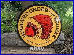 Vintage Improved Order Of Redman Porcelain Club Sign 12