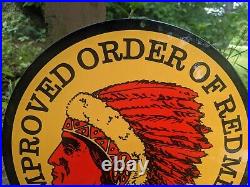 Vintage Improved Order Of Redman Porcelain Club Sign 12