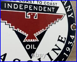 Vintage Independent Motor Oil Porcelain Sign General Motors Quincy Gas Station