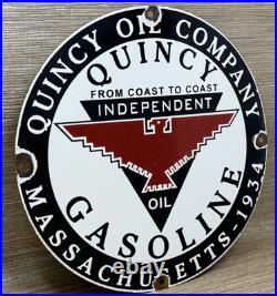 Vintage Independent Motor Oil Porcelain Sign General Motors Quincy Gas Station