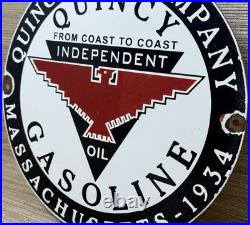 Vintage Independent Motor Oil Porcelain Sign General Motors Quincy Gas Station
