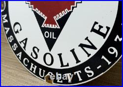 Vintage Independent Motor Oil Porcelain Sign General Motors Quincy Gas Station