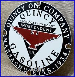 Vintage Independent Motor Oil Porcelain Sign General Motors Quincy Gas Station
