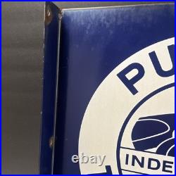 Vintage Independent Public Telephone Porcelain Sign Double Sided Advertisment