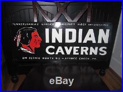 Vintage Indian Caverns Porcelain Sign