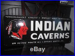 Vintage Indian Caverns Porcelain Sign