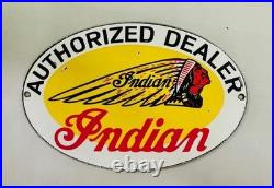 Vintage Indian Motorcycle Authorized Dealer Porcelain Sign Vintage Indian Motorcycle Authorized Dealer Porcelain Sign
