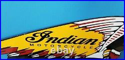 Vintage Indian Motorcycle Porcelain Gas Oil Native American Chief Service Sign