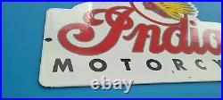 Vintage Indian Motorcycle Porcelain Gas Service Station Large Dealer Plate Sign