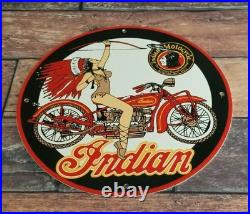 Vintage Indian Motorcycle Porcelain Service Station Gas American Bike Sign