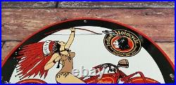 Vintage Indian Motorcycle Porcelain Service Station Gas American Bike Sign