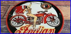 Vintage Indian Motorcycle Porcelain Service Station Gas American Bike Sign