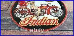 Vintage Indian Motorcycle Porcelain Service Station Gas American Bike Sign