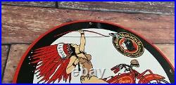 Vintage Indian Motorcycle Porcelain Service Station Gas American Bike Sign