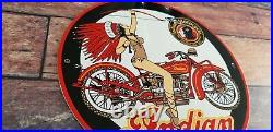 Vintage Indian Motorcycle Porcelain Service Station Gas American Bike Sign