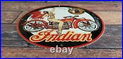 Vintage Indian Motorcycle Porcelain Service Station Gas American Bike Sign