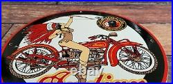Vintage Indian Motorcycle Porcelain Service Station Gas American Bike Sign