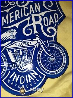 Vintage Indian Motorcycle Porcelain Sign Dealer Sign Gas Oil Chief Harley Legend