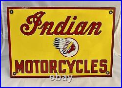 Vintage Indian Motorcycle Porcelain Sign Old Authorized Service Dealer