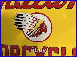 Vintage Indian Motorcycle Porcelain Sign Old Authorized Service Dealer