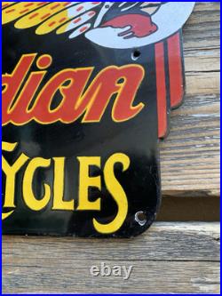 Vintage Indian Motorcycles Chief Motor Oil Sales & Service Gas Porcelain Sign