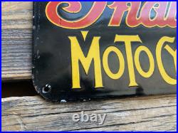 Vintage Indian Motorcycles Chief Motor Oil Sales & Service Gas Porcelain Sign