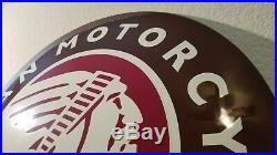 Vintage Indian Motorcycles Porcelain Gas Bike Auto Service Sales Dealer Sign