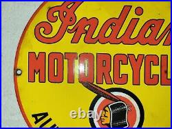 Vintage Indian Motorcycles Porcelain Sign Chief Legend Gas Oil Dealer Harley USA