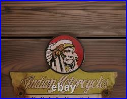 Vintage Indian Motorcycles Porcelain Sign Dalio's Sales Service Fort Worth Texas
