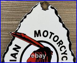 Vintage Indian Motorcycles Porcelain Sign, Dealership, Motor Bike Harley Gas Oil