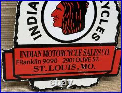Vintage Indian Motorcycles Porcelain Sign, Dealership, Motor Bike Harley Gas Oil