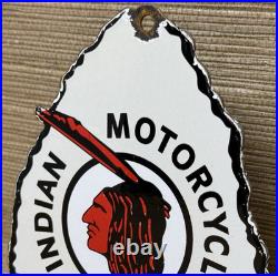 Vintage Indian Motorcycles Porcelain Sign, Dealership, Motor Bike Harley Gas Oil