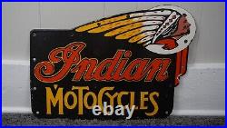 Vintage Indian Motorcycles Porcelain Sign Rare Gas Oil Service Station Pump Ad