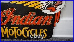 Vintage Indian Motorcycles Porcelain Sign Rare Gas Oil Service Station Pump Ad