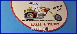 Vintage Indian Motorcycles Porcelain Snoopy Gas Service Dealer Service Pump Sign