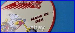 Vintage Indian Motorcycles Porcelain Snoopy Gas Service Dealer Service Pump Sign