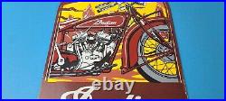 Vintage Indian Motorcycles Sign Gas Service Station Biker Porcelain Sign