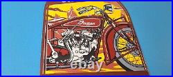 Vintage Indian Motorcycles Sign Gas Service Station Biker Porcelain Sign