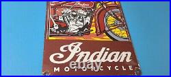 Vintage Indian Motorcycles Sign Gas Service Station Biker Porcelain Sign