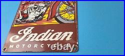 Vintage Indian Motorcycles Sign Gas Service Station Biker Porcelain Sign