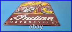 Vintage Indian Motorcycles Sign Gas Service Station Biker Porcelain Sign