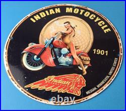 Vintage Indian Motorcycles Sign Porcelain Gas Pump Service Station Sign