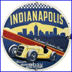 Vintage Indianapolis Motor Way Porcelain Sign Gas Oil Bonneville Nascar Derby