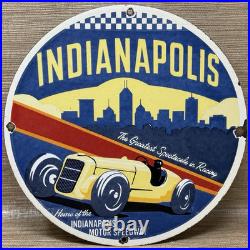 Vintage Indianapolis Motor Way Porcelain Sign Gas Oil Bonneville Nascar Derby Vintage Indianapolis Motor Way Porcelain Sign Gas Oil Bonneville Nascar Derby