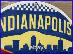 Vintage Indianapolis Motor Way Porcelain Sign Gas Oil Bonneville Nascar Derby