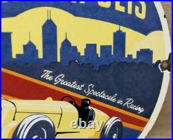 Vintage Indianapolis Motor Way Porcelain Sign Gas Oil Bonneville Nascar Derby