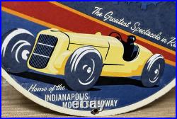 Vintage Indianapolis Motor Way Porcelain Sign Gas Oil Bonneville Nascar Derby