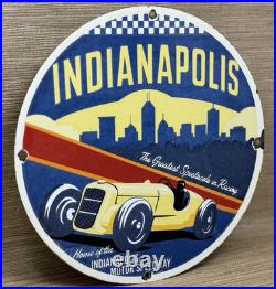 Vintage Indianapolis Motor Way Porcelain Sign Gas Oil Bonneville Nascar Derby